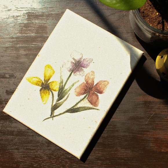 FLORAL FRIENDS ✺ watercolor painting (6x8 canvas) - Picture 2 of 3